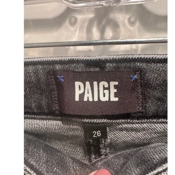 Paige Accent Straight Leg Jeans Ash Black Size‎ 26 Minimalist Capsule Denim - Image 3