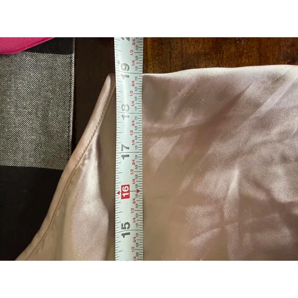 Linea Donatella Pale Pink Satin Slip Dress with Lace Detail Size Large - Image 8