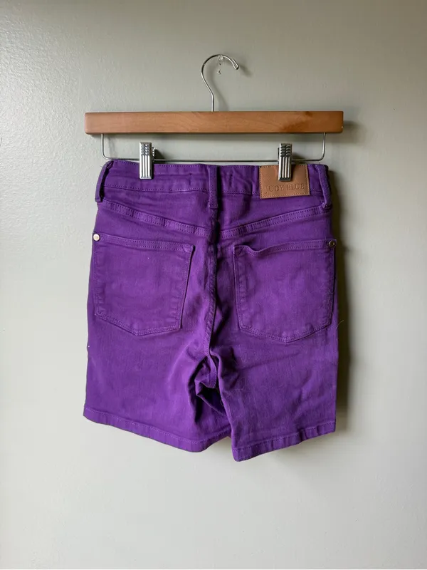 Judy Blue Purple Bermuda Denim Shorts High Rise Y2K - Image 5