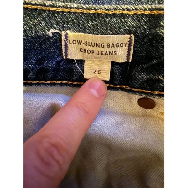 Madewell‎ Low Slung Baggy Crop Jeans 26 Raw Hem Wide Leg Blue Denim High Rise - Image 5
