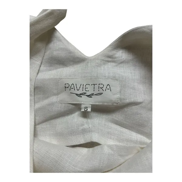 Pavietra off white linen dress twist straps sz Small - Image 3