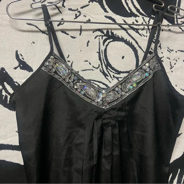 Black Embellished Spaghetti Strap Top Size M - Image 2