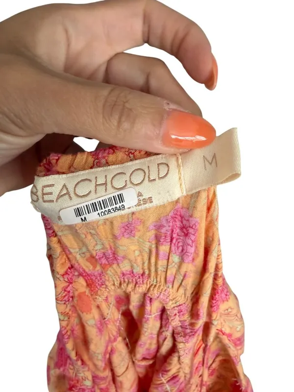 BEACHGOLD Orange Floral Maxi Dress Size Medium - Image 8