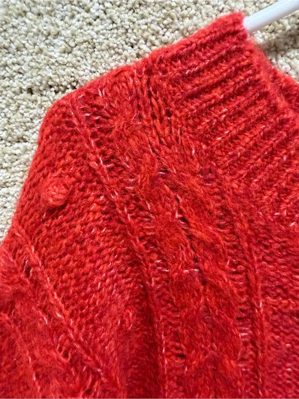 NWT Old Navy sweater red marl winter holiday fisherman grandpa large wool blend - Image 3