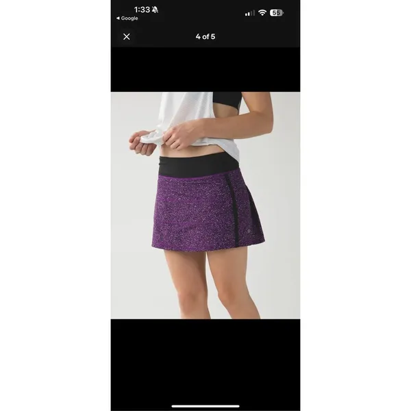 Lululemon Purple Speckled Athletic Skort Size 6 Built-In Shorts Zipper Pocket - Image 2