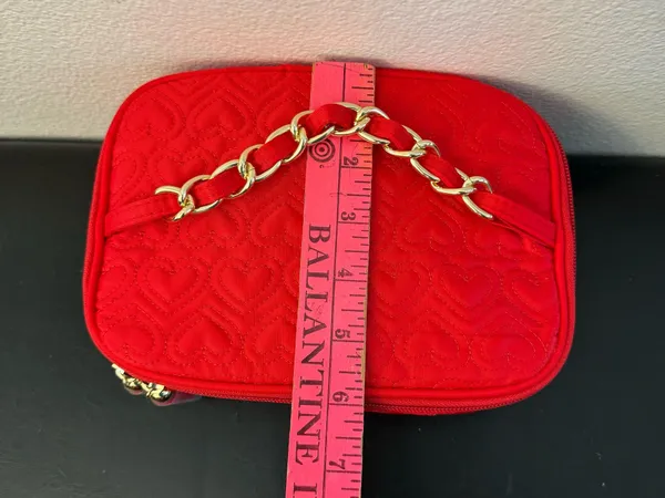 Red Pink Mary Kay makeup bag with gold chain handle #glam #makeup bag New - Image 10