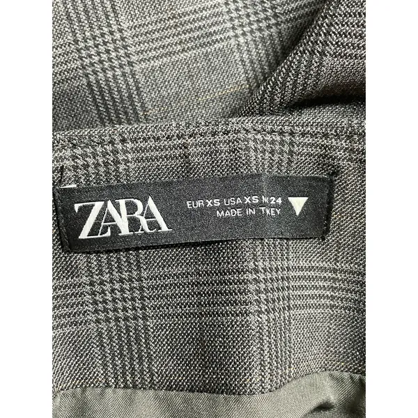 Zara Womens Dark Gray Plaid Check High Rise Office Mini Straight Pencil Skirt XS - Image 5