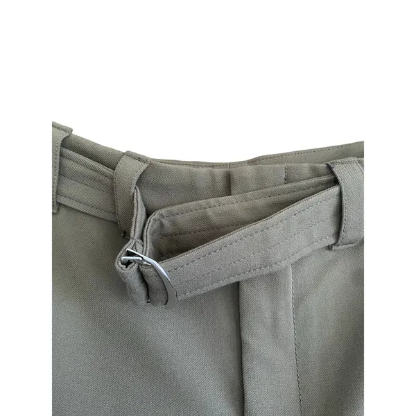 Zara Cropped Olive Belted Culotte Trousers Size Small - Image 3