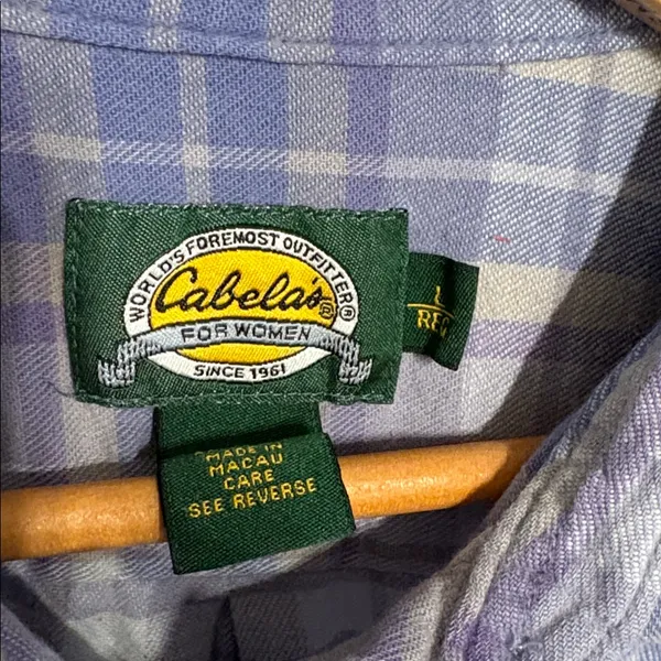 Cabela's Preppy Purple and Gray Plaid Button Down Shirt Women’s 100% Cotton - Image 2