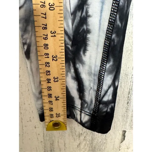 Black White Tie Dye Leggings small High Waist Stretch Yoga Athletic Pants - Image 8
