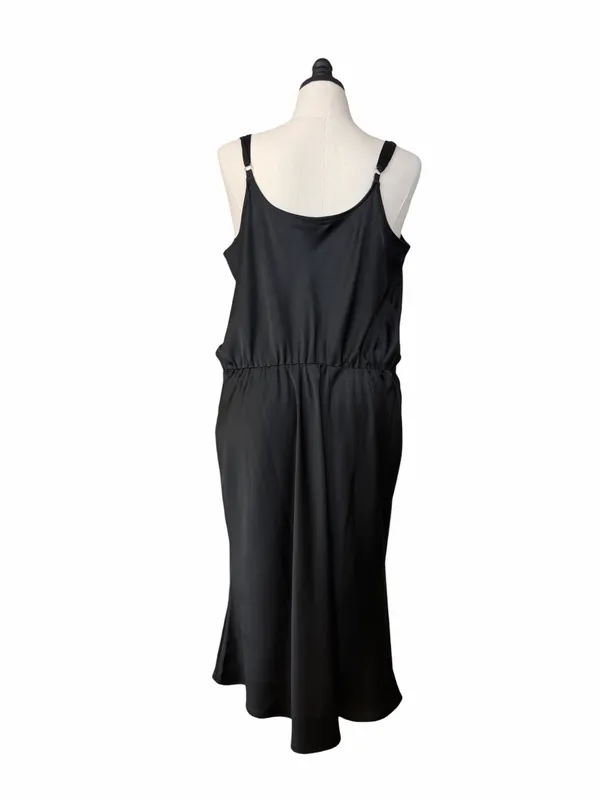Ava and Viv Midi Dress 1X Satin Cowl Neck Adjustable Strap Black Cocktail Party - Image 6