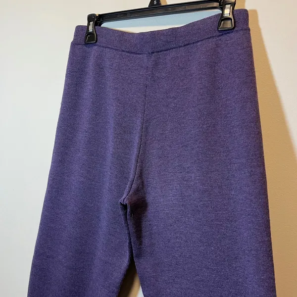 Eileen Fisher Purple 100% Merino Wool Knit Straight Leg Pants Small - Image 6