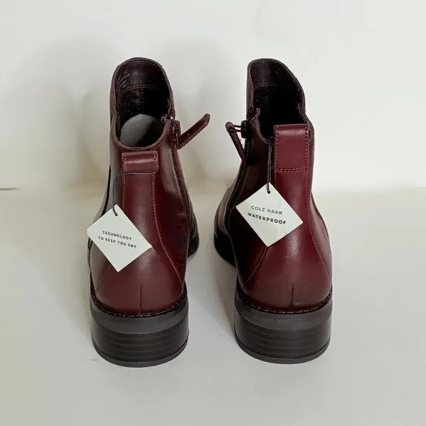 NWT!! COLE HAAN River Chelsea Boots Bloodstone Burgundy Leather Women's Size 5 - Image 5