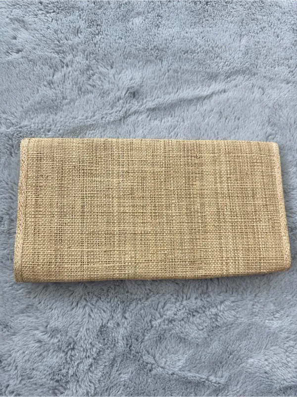 Vintage Bermuda Embroidered Jute Burlap Clutch Purse Floral Souvenir Handbag - Image 2