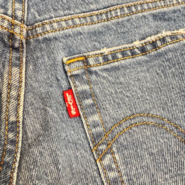 Levis Big E Wedgie Fit Jeans‎ Distressed Raw Hem Denim Size 24 Straight - Image 3