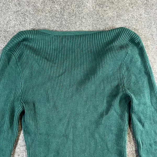 Abercrombie & Fitch Green Ribbed Long‎ Sleeve V-Neck Bodysuit Large - Image 11