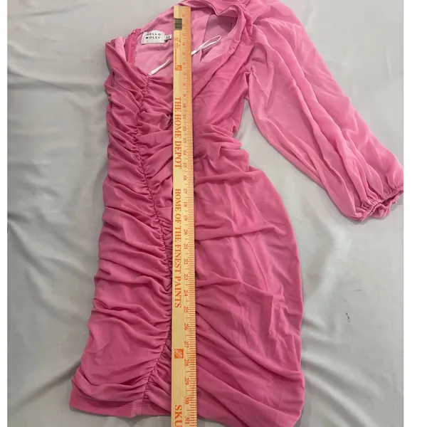 Hello Molly Pink One Shoulder Ruched Mini Dress Long Sleeve Bodycon‎ Party - Image 5
