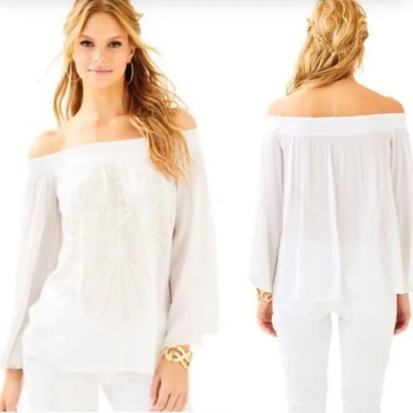 NWT Lilly Pulitzer Nita beaded top resort white‎ - Image 2