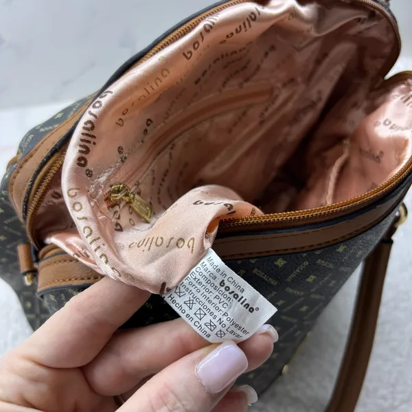 Bosalina y2k monogram bowler satchel bag Black/Tan classic print preppy casual - Image 9