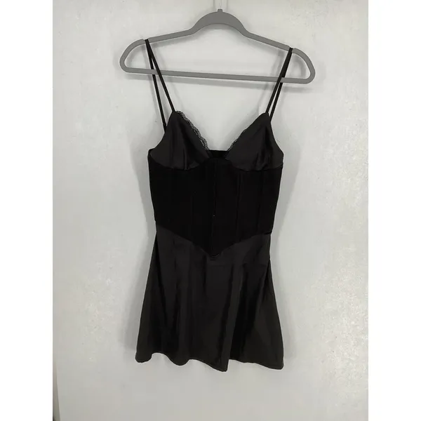 Tiger Mist Womens Mini Dress Black Corset Lace Trim Sleeveless Size S - Image 2