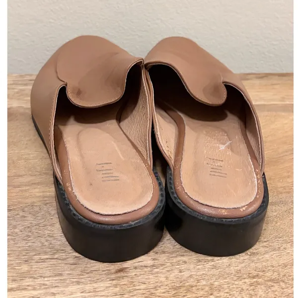 J.Jill Tan Leather Pointed Toe Mules Slip On Flat Shoes‎ Size 9 - Image 8