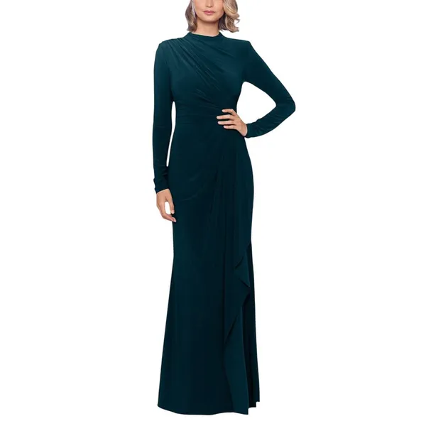 Betsy & Adam Womens Long-Sleeve Dress with Slit A25412 Pine Green 6 - Image 7