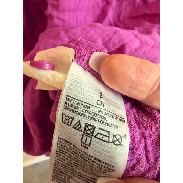 Gap Swing Dress Size S Purple Cattelya Orchid‎ Cotton Gauze Embroidered Boho - Image 9
