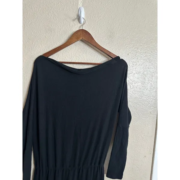 Enza Costa One-Shoulder Draped Knit Peach Jersey Slouchy Jumpsuit Black size M - Image 10