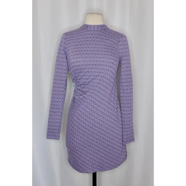 ZARA Lilac Jacquard Open Back Mini Dress Heart Detail Retro Knit Purple Small - Image 2