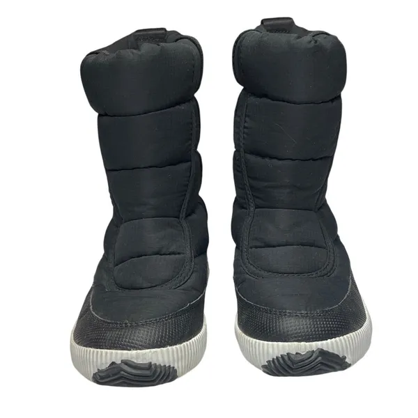 Sorel Out and About Mid Puffer Boots Womens 6.5‎ Black White EUC - Image 6