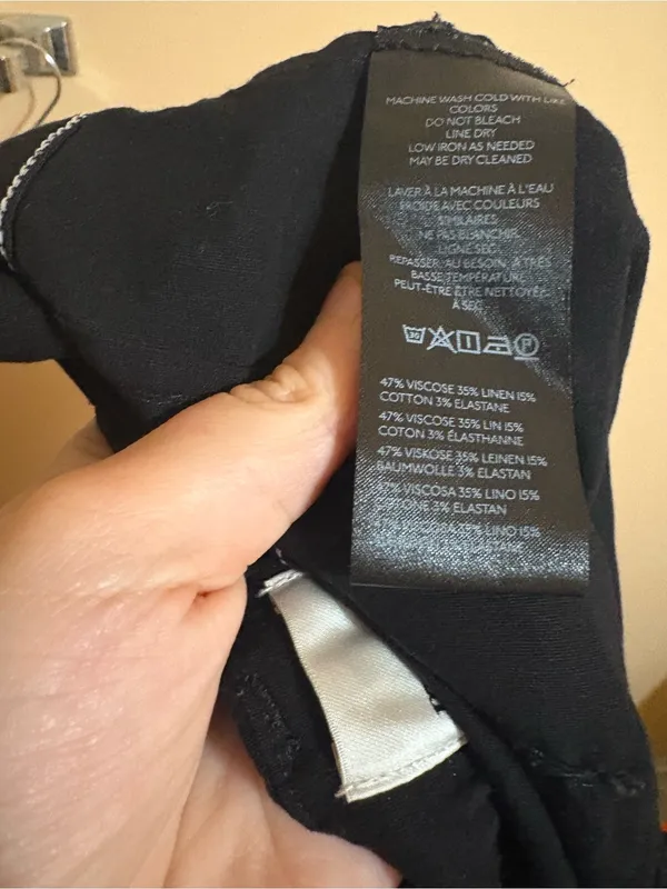 Anthropologie Black Linen Blend Wide Leg Cropped Pants - Image 5