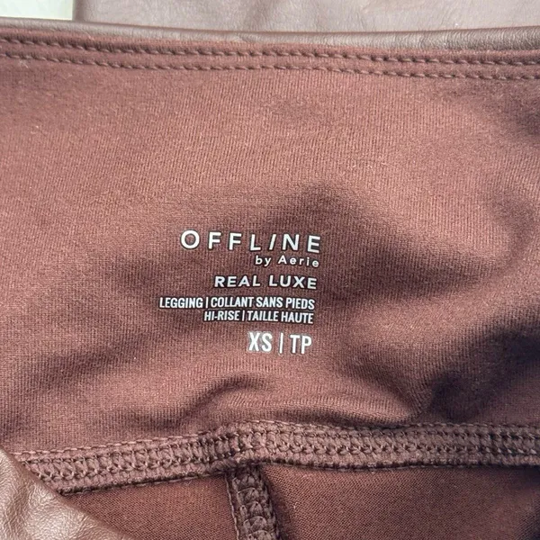 OFFLINE by Aerie Faux Leather High Waisted Leggings Chocolate Brown Size XS - Image 9