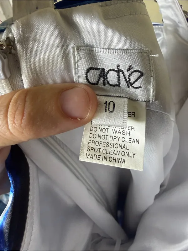 Cache Y2K Rhinestone Halter Blue Abstract Maxi Homecoming/ Prom Dress Size 10 - Image 16