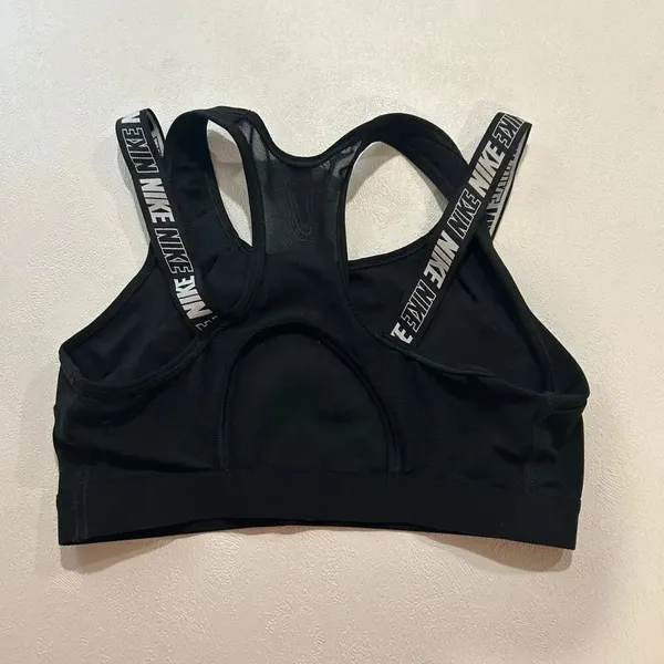 Nike Dri-FIT Black Sports Bra Size M | Medium Support Logo Elastic Strap Activew - Image 2