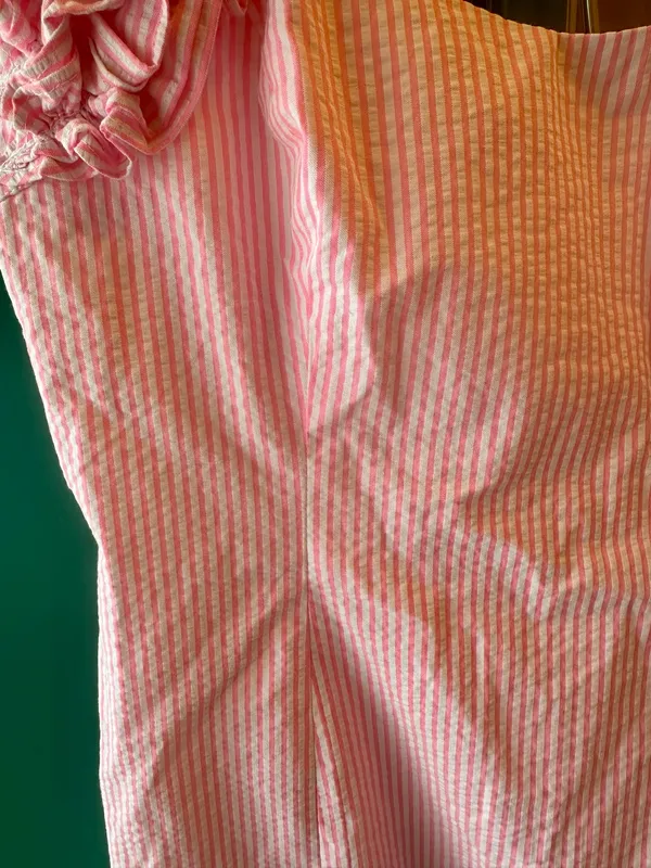 Lilly Pulitzer Devina Dress Pink Cosmo Seersucker Ruffle Strap Shift 10 - Image 3
