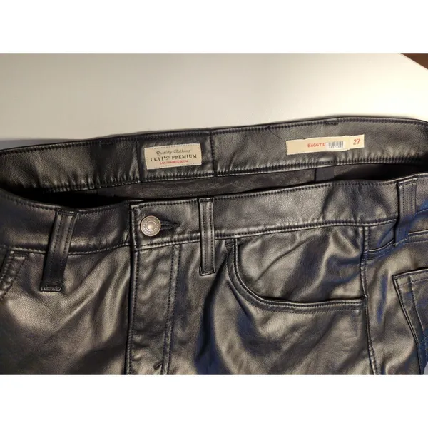 RTR Levi's Black Faux Leather Baggy Straight Pants Size 27 4 Solid black - Image 16