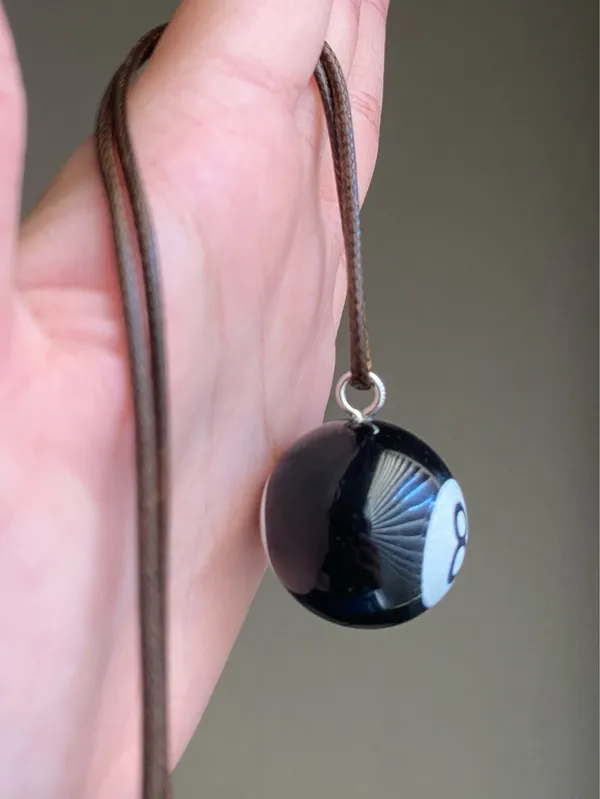 Handmade big 8 ball y2k grunge funky unisex simple brown necklace🎲8️⃣🖤 - Image 4