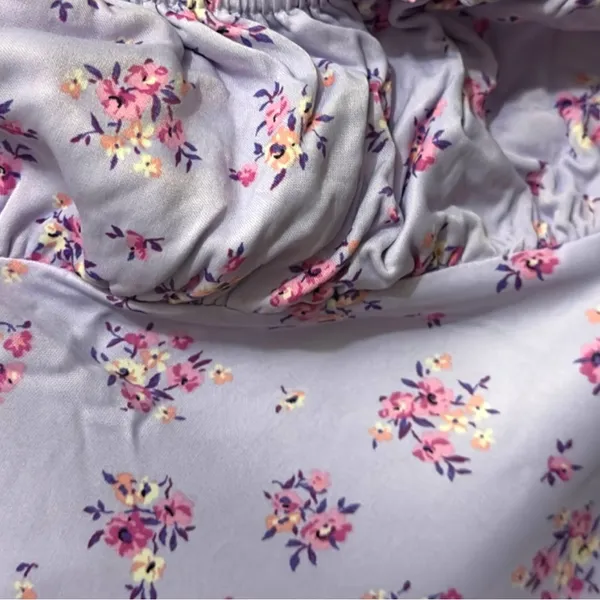 ZARA | EUC Lilac Floral Satin Slip with Pink Accents & Backless Tie (size XS) - Image 7