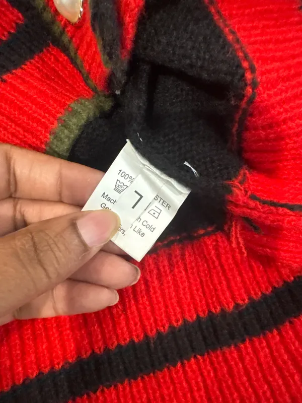 Red/black striped cardigan Red Size L - Image 2