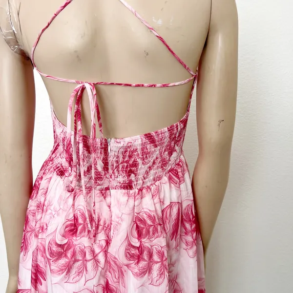 [Hello Molly] Pink Floral Don't Hold Back Midi Ruffle Hem Dress NWT Size Large L - Image 9