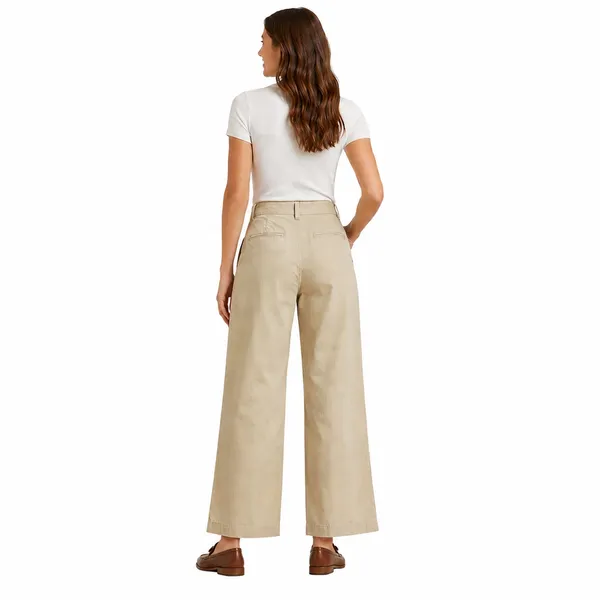 Lauren Ralph Lauren Women Pants Size 6 Beige Wide Leg Trouser Minimalist Coastal - Image 2