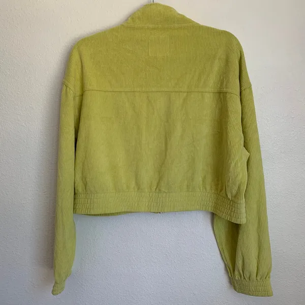 NWT Aerie Corduroy Ribbed Zip‎ Up Bomber Jacket in Neon Green - Image 2