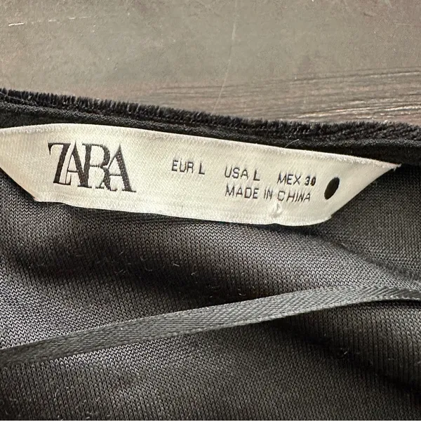 Zara Black Velvet babydoll Dress size L - Image 4