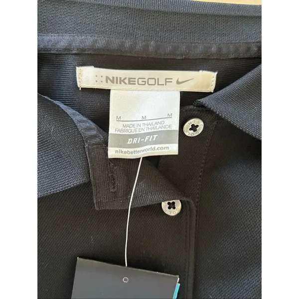 Nike Golf Dri-FIT NWT Mobil 1 Logo Polo Shirt Women's Medium Black new with tags - Image 3
