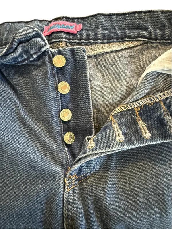 Edikted Roll Down Waist Distressed Baggy Jeans Women’s Size M Y2K - Image 6