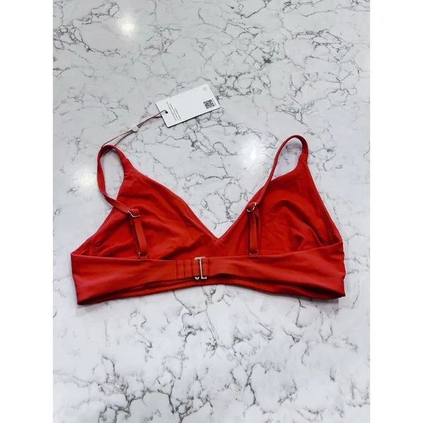 NWT Quince Sunset Orange Italian V Neck Bikini Top Size Medium - Image 2