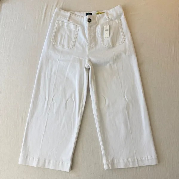 Maeve Anthropologie The Colette Wide Leg Crop Pants Women 16W White - Image 2
