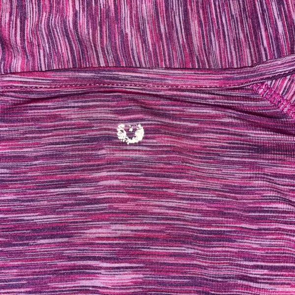Lululemon Workout Gym Short Sleeve V-Neck Shirt Pink Purple Space Dye Sz 6 - Image 4