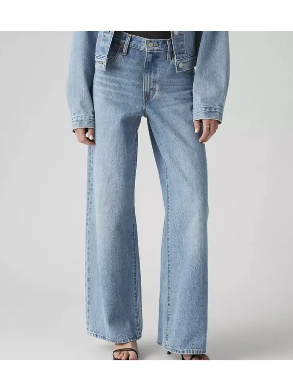 New Levi's Premium 26x29 XL Straight Baggy Jeans Thanks Friend Medium Wash - Image 2