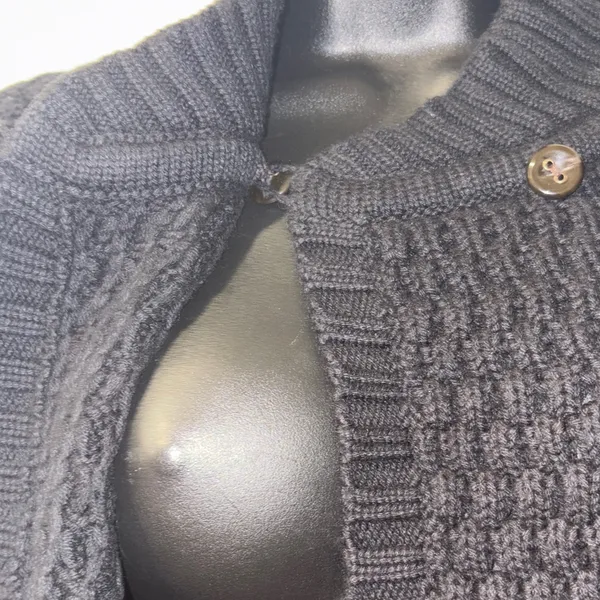 Eddie Bauer Black Textured Cardigan Large heavy weight - Image 5